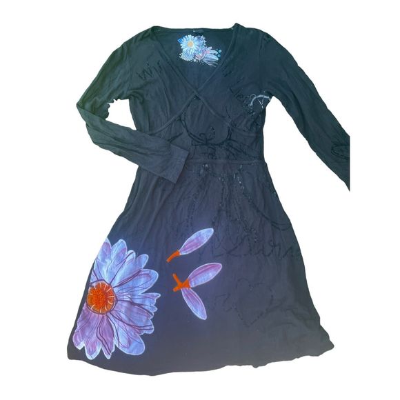 Desigual Dresses & Skirts - Desigual black and floral dress size large